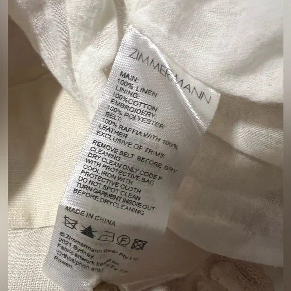 Zimmermann Estelle Embroidered Long Balloon Sleeve Linen Dress Bohemian Fairy - Picture 6 of 8